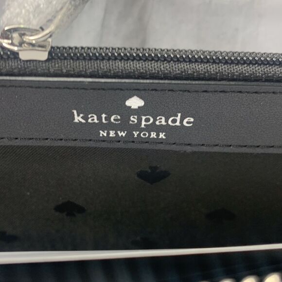 Kate Spade glitter on large embossed black leather continental wallet NWT - Picture 8 of 10